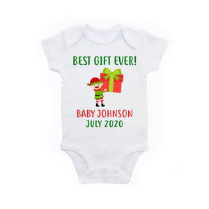 Christmas Pregnancy Announcement Shirt Baby Bodysuit Personalized Name Custom Date - Best Gift Ever
