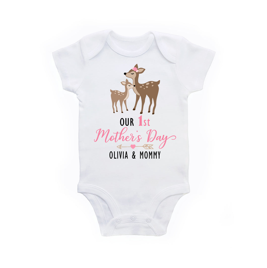 First Mother's Day Personalized Bodysuit Outfit for Baby Girl - Deer
