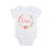 Load image into Gallery viewer, Floral Wreath One 1st Birthday Shirt or Bodysuit Outfit for Baby Girl
