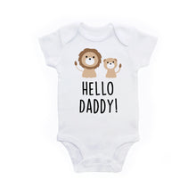 Load image into Gallery viewer, Hello Daddy Pregnancy Announcement To Dad Baby Bodysuit - Lion
