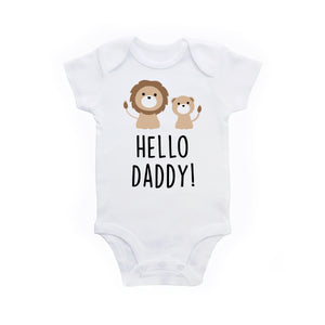 Hello Daddy Pregnancy Announcement To Dad Baby Bodysuit - Lion
