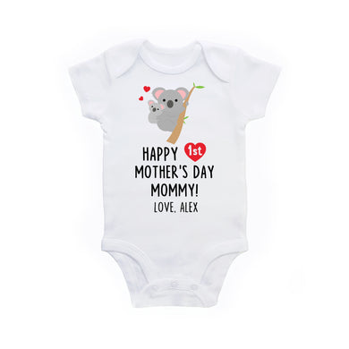 First Mother's Day Personalized Bodysuit Outfit for Baby Boy or Baby Girl - Koala