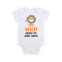 Load image into Gallery viewer, Personalized baby onesie gift from Aunt, Wild about my Aunt Lion Onesie baby gift