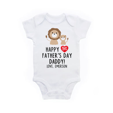First Father's Day Gift Personalized from Baby Boy or Girl Outfit - Lion