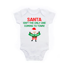 Load image into Gallery viewer, Christmas Pregnancy Announcement Shirt Baby Bodysuit Custom Date - Santa Claus Coming to Town
