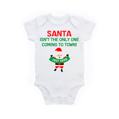 Christmas Pregnancy Announcement Shirt Baby Bodysuit Custom Date - Santa Claus Coming to Town