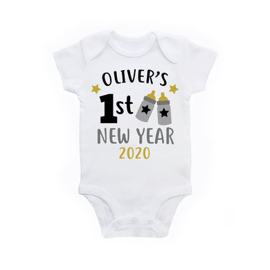 1st New Year Outfit for Baby Boy or Girl - My First New Year Personalized Bodysuit Onesie for Baby