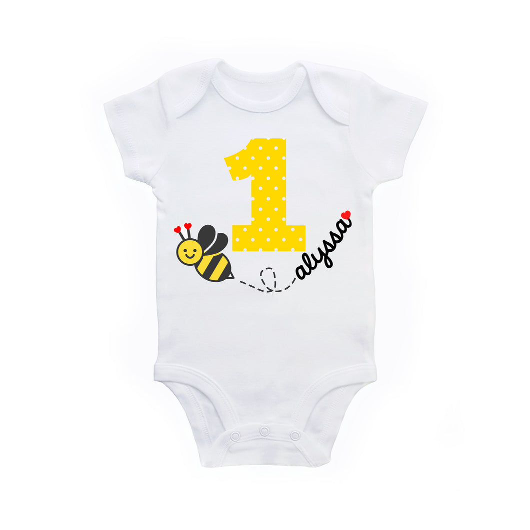 Bumble Bee 1st Birthday Shirt or Bodysuit for Baby Girl