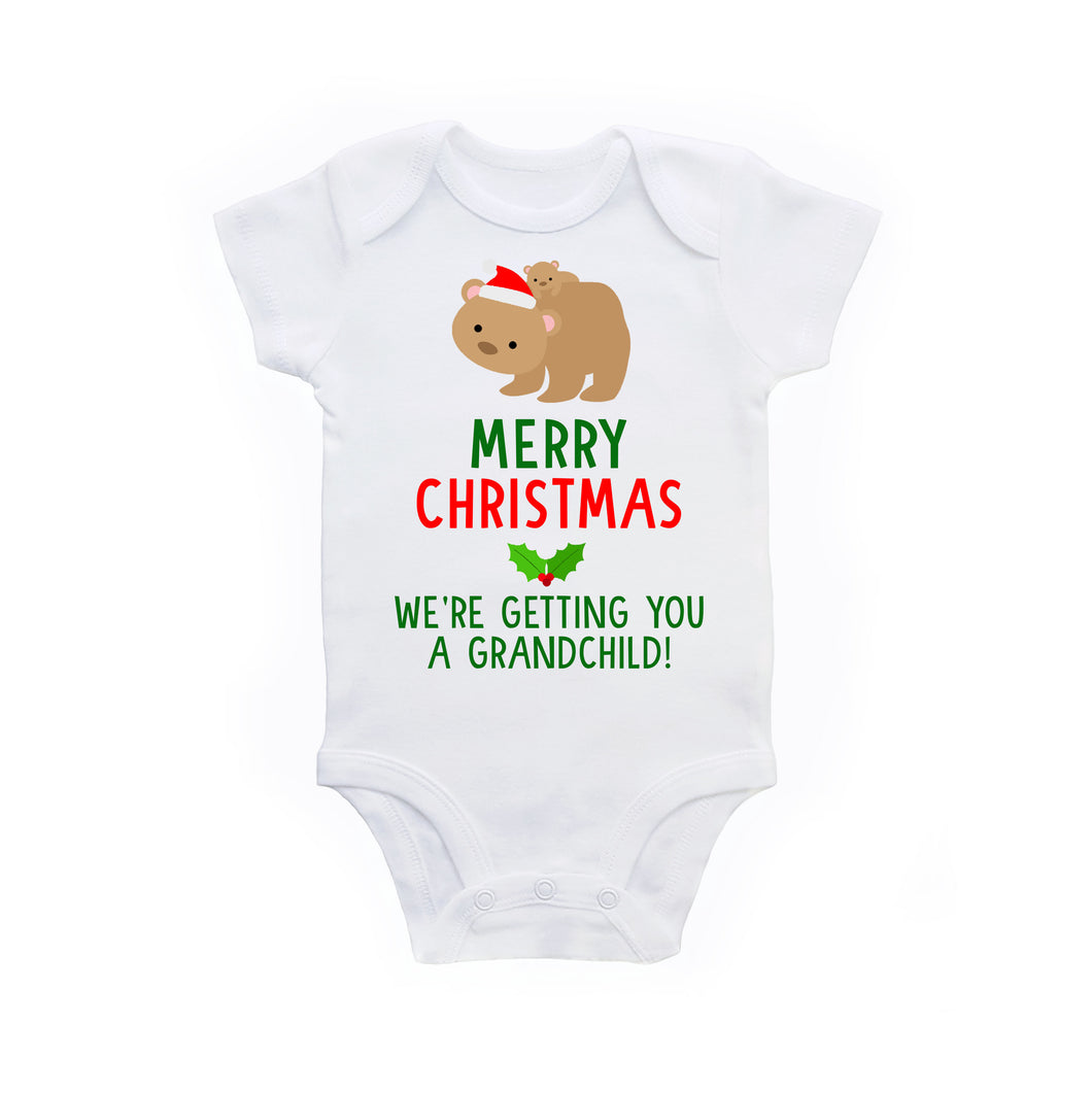 Christmas Pregnancy Announcement Gift to Grandparents Grandma Grandpa Baby Bodysuit