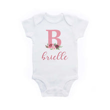 Load image into Gallery viewer, Personalized Baby Girl Outfit gift - Flower letter initial baby name custom floral bodysuit