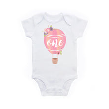 Load image into Gallery viewer, Hot Air Balloon One 1st Birthday Shirt or Bodysuit for Baby Girl