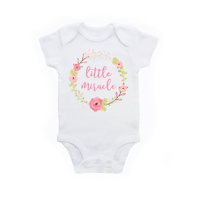 Little Miracle Floral Wreath Baby Girl Bodysuit Outfit