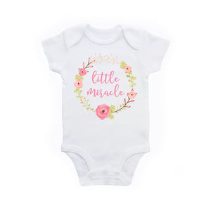 Little Miracle Floral Wreath Baby Girl Bodysuit Outfit