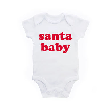 Santa Baby Christmas Bodysuit Outfit for Baby Boys or Girls - white