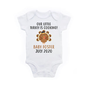 Thanksgiving Pregnancy Announcement Custom Baby Bodysuit Little Turkey