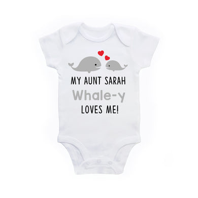 Aunt Baby Clothes - My Aunt Whale-y Loves Me Personalized Whale Theme Baby Shower Gift Shirt