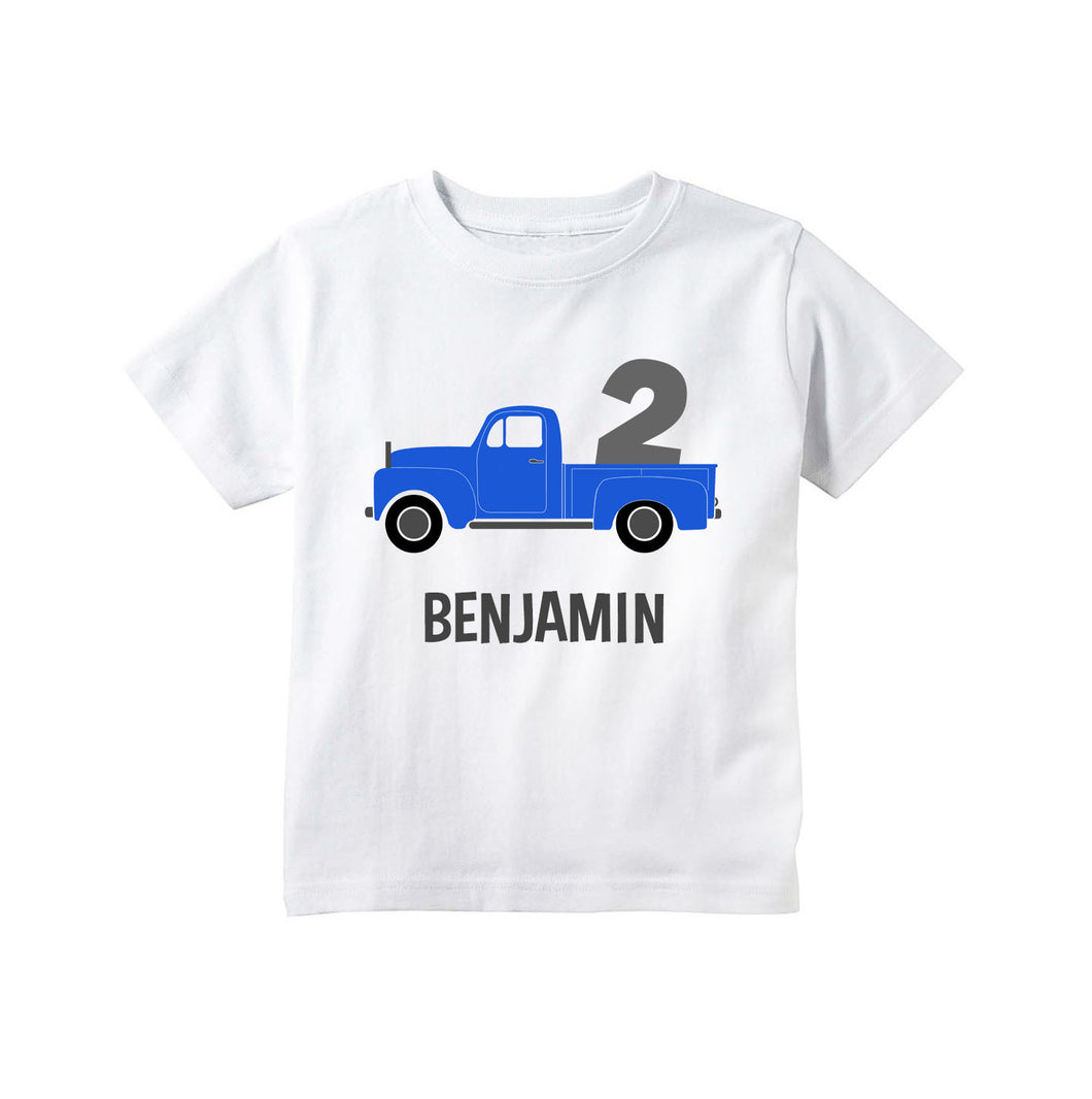 Little Blue Truck Birthday Personalized T-shirt for Toddler Boys 2nd Birthday