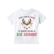 Load image into Gallery viewer, Christmas Big Sister Pregnancy Announcement Shirt for Girls, Christmas Reindeer Big Sister Announcement Shirt