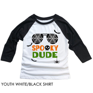 Halloween Shirts for Boys - Spooky Dude Sunglasses Raglan Shirt for Baby and Toddler Boys